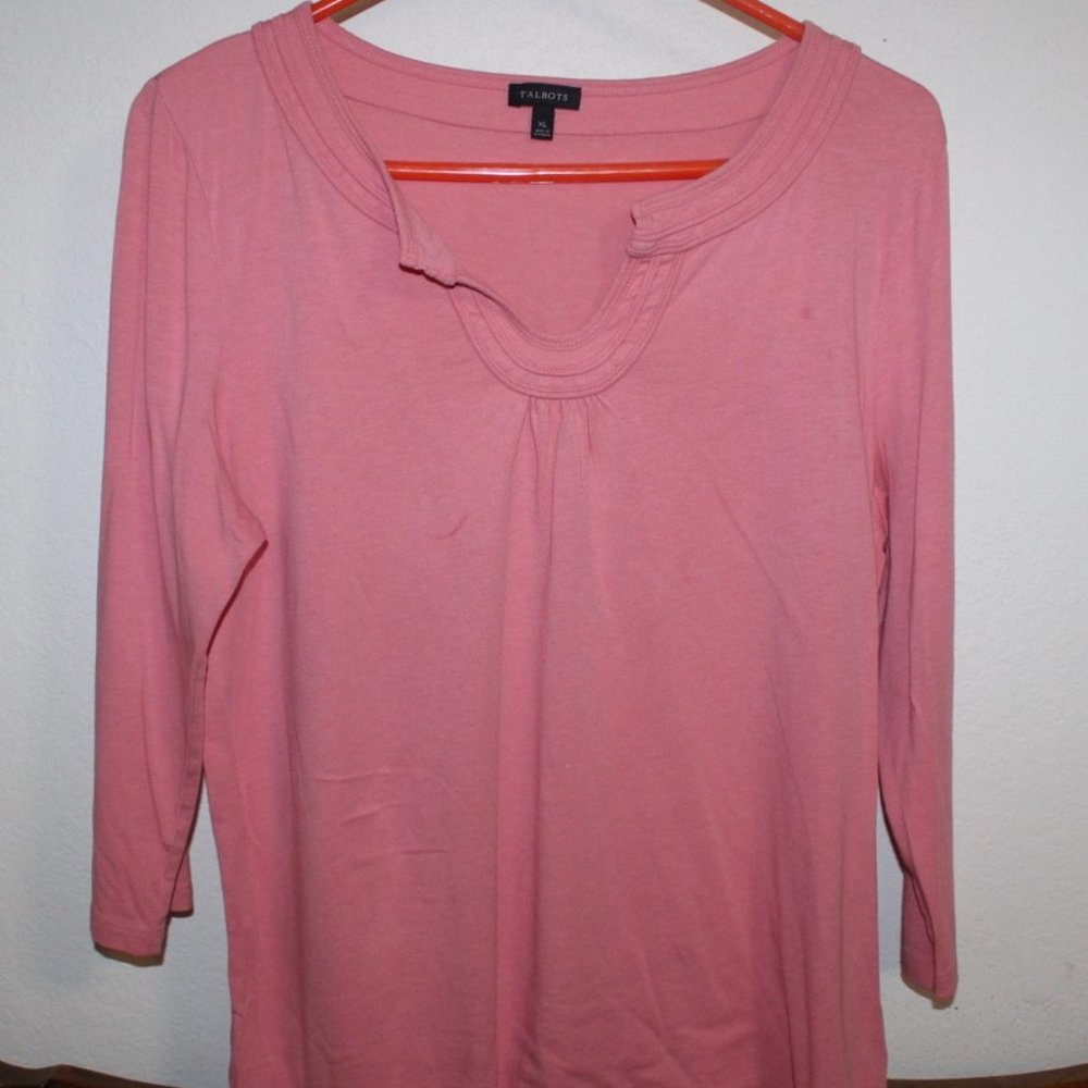 Talbots Pink Top 3/4 Sleeves with Scoop Neckline Size XL